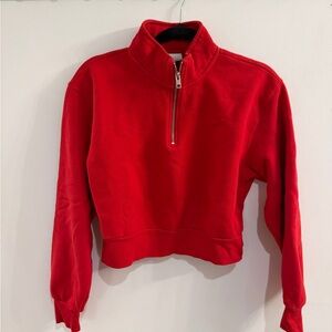 Aritzia TNA Vibrant Red Half-Zip Hoodie